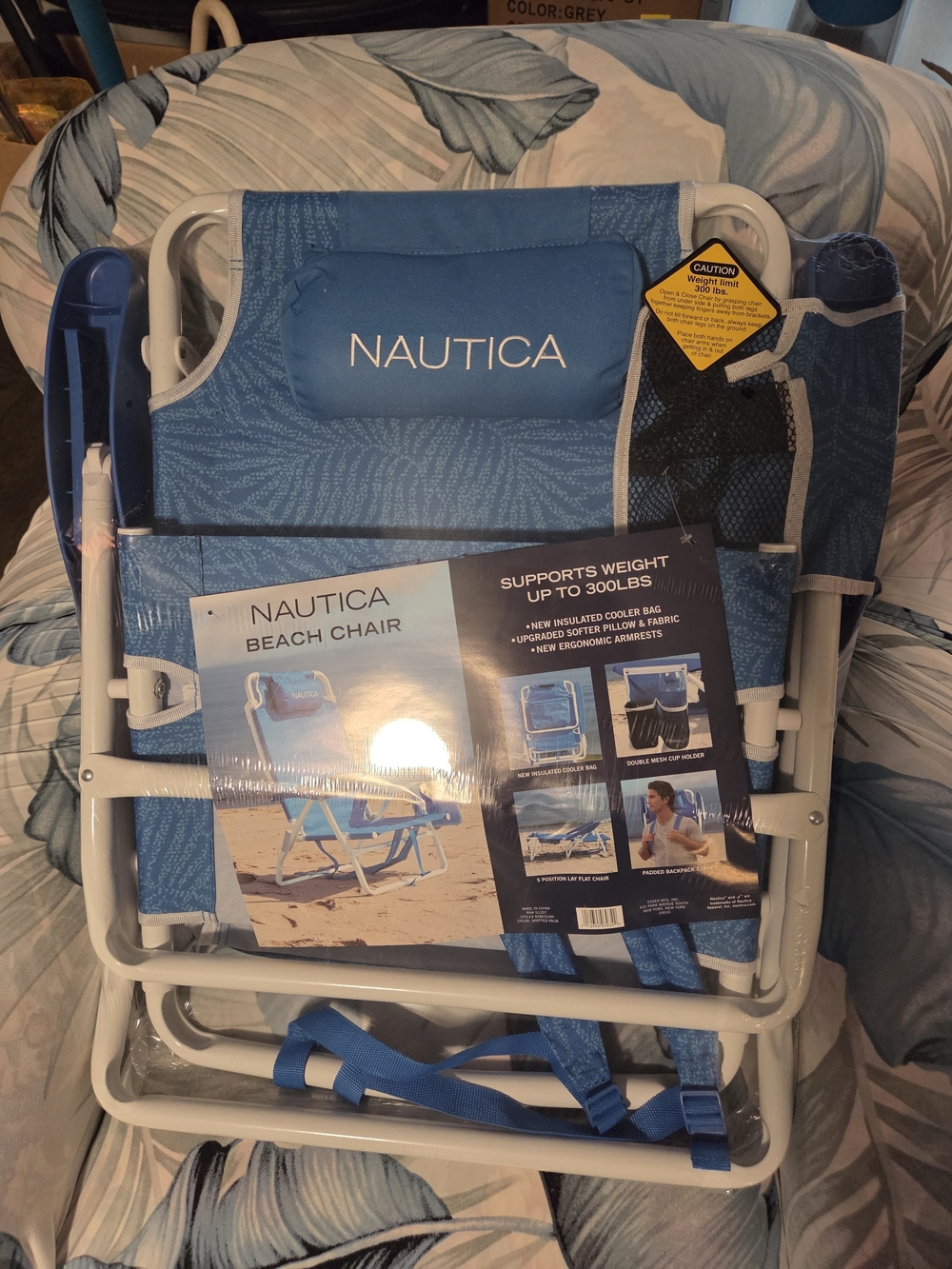 Nautica Blue Beach Chair - Portable Foldable Outdoor Seat